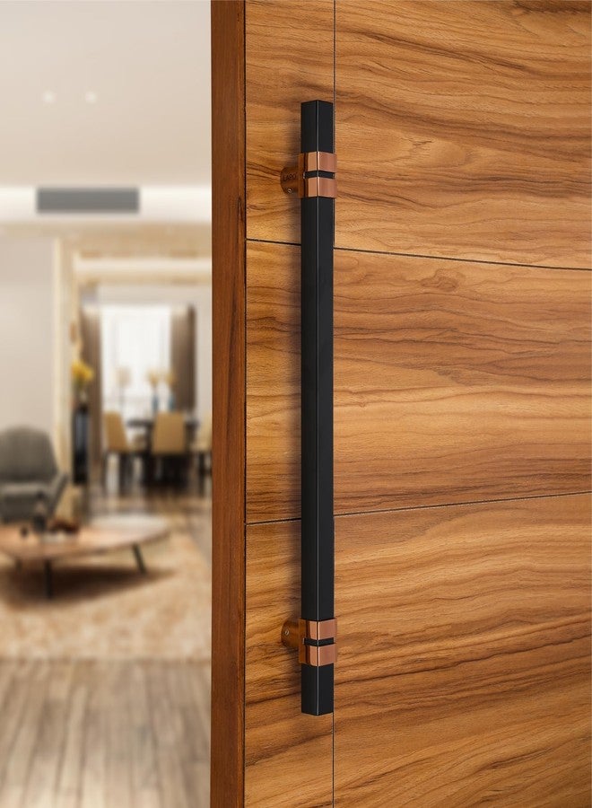 LAPO مقبض باب مربع من الفولاذ المقاوم للصدأ مقاس 18 بوصة من لابو، مناسب للأبواب الرئيسية/الأبواب الزجاجية، مقبض سحب ودفع/مقبض باب رئيسي لجميع أنواع الأبواب - عبوة من قطعة واحدة | لون أسود/ذهبي وردي | ضمان 3 سنوات - Image 1